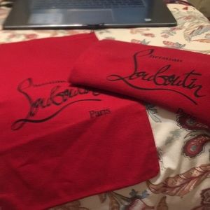 Pair of 2 Christian Louboutin red flannel dust bags